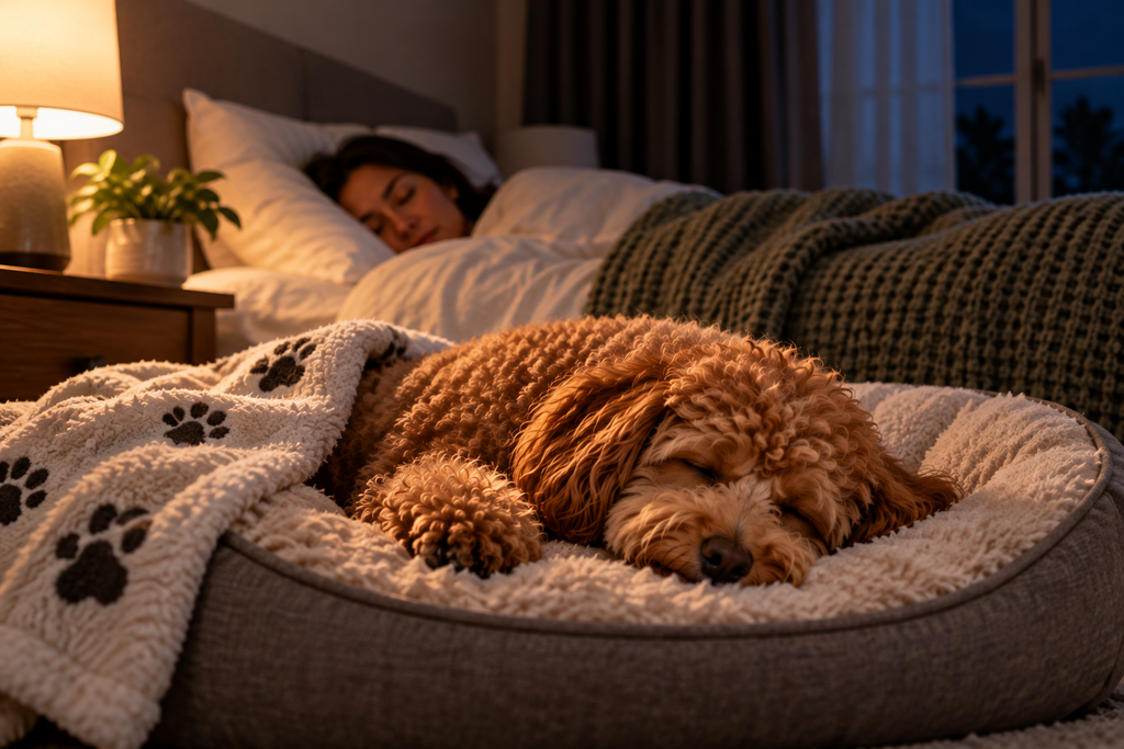 How to Stop Dog Waking Up Early to Eat by creating a quiet, comfortable bedroom where a dog can sleep peacefully.